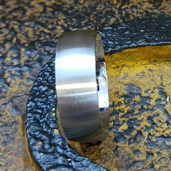 Women's Silver Promise Ring Band - Dome Brushed Steel Promise Ring For Women - Picture 2 of 10